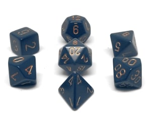 CHX25426 DUSTY BLUE/GOLD OPAQUE 7PC POLYHEDRAL DICE SET image 0